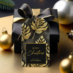 Etiqueta Para Presente Padrão Dourado de Natal preto nº 29 ID1009