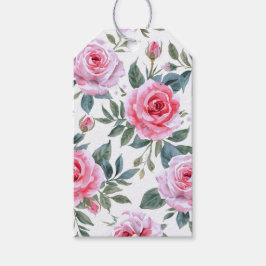 Etiqueta Para Presente Padrão Elegante de Aquarela de Rosa Rosa