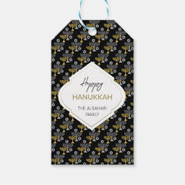 Etiqueta Para Presente Padrão Elegante de Feriado de Chanucá Dourado