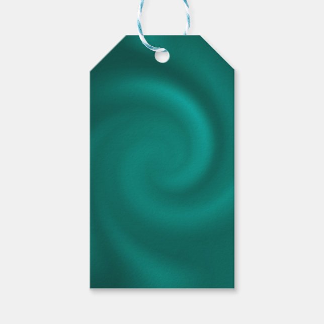 Etiqueta Para Presente Padrão espiral verde e turquesa. (Frente)