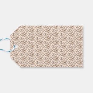 Etiqueta Para Presente Padrão Floral Branco e Castanho