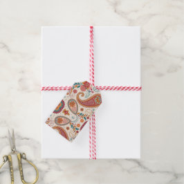 Etiqueta Para Presente Padrão Floral Branco Paisley Boho Vibrante