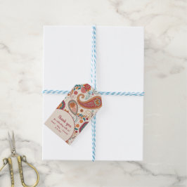 Etiqueta Para Presente Padrão Floral Branco Paisley Boho Vibrante