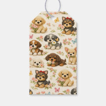 Padrão Floral de Borboleta de Cachorrinho Fofo