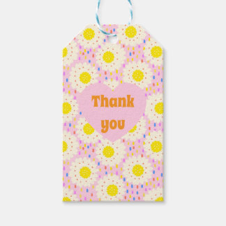Etiqueta Para Presente Padrão Floral de Margarida Rosa Groovy Retrô dos A