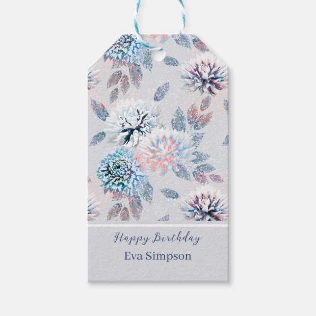 Etiqueta Para Presente Padrão floral elegante. (Frente)