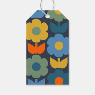 Etiqueta Para Presente Padrão Floral Moderno Retro Scandi Cute