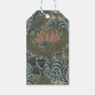 Etiqueta Para Presente Padrão Floral Vitoriano Antigo Terracota Sage