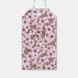 Etiqueta Para Presente Padrão florescente de cereja
