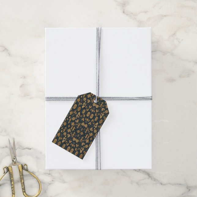Etiqueta Para Presente Padrão futurista com folhas (Com cordão)