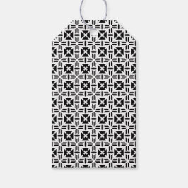 Etiqueta Para Presente Padrão Geométrico Preto e Branco Elegante