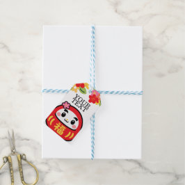 Etiqueta Para Presente padrão kawaii daruma