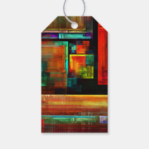 Etiqueta Para Presente Padrão Moderno de Abstrato de Arte Quadrados Color