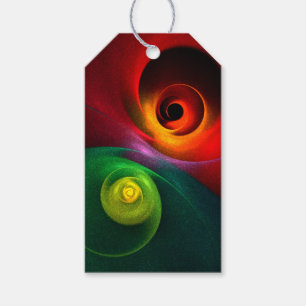 Etiqueta Para Presente Padrão Moderno de Abstrato de Arte Yin Yang Verde