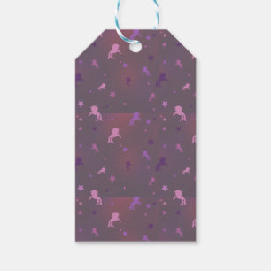 Etiqueta Para Presente padrão rosa e roxo de unicórnio e estrelas