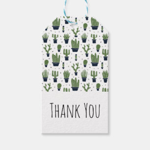Etiqueta Para Presente Padrão Russo Verde Do Deserto Do Cactus Obrigado