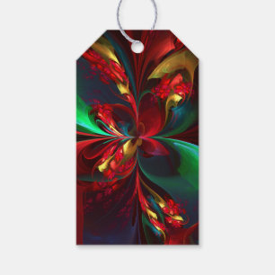 Etiqueta Para Presente Padrão Verde Vermelho Abstrato Floral Moderno #11