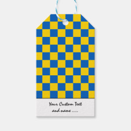 Etiqueta Para Presente Padrões de cor azul e amarelo / padrão verificado