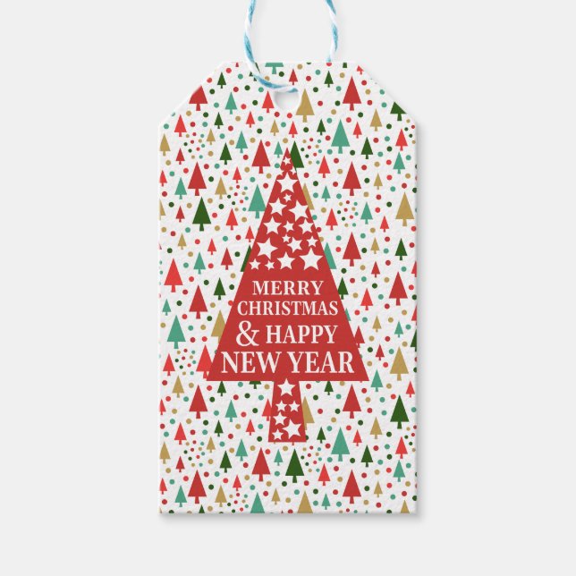 Etiqueta Para Presente Padrões de Natal - árvore de natal (Frente)