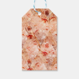 Etiqueta Para Presente Padrões florais fortes. Fundo de coral.