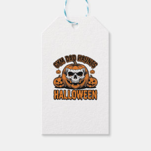 Etiqueta Para Presente Pai de Ginástica Halloween Abóbora Vintage Caveira