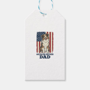 Etiqueta Para Presente Pai do Australian Shepherd Patriótico Vetor Vintag