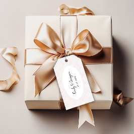 Etiqueta Para Presente Painted Pink Checkerboard Pattern Wedding