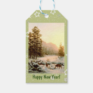 Etiqueta Para Presente Paisagem de inverno,