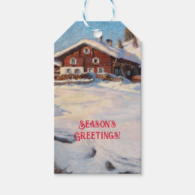 Etiqueta Para Presente Paisagem de inverno perto de Davos (Frente)