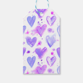 Etiqueta Para Presente Paixão Roxo Corações de Aquarela