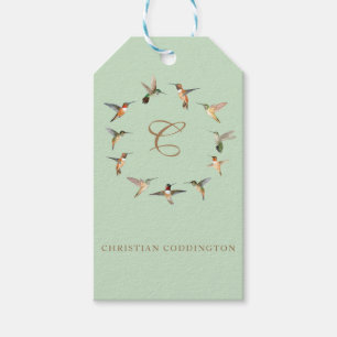 Etiqueta Para Presente Pale Sage Monograma Hummingbird
