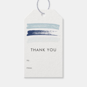 Etiqueta Para Presente Paleta Azul Pincel Trave Moderno Obrigado