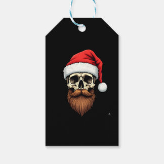 Etiqueta Para Presente Palhaço Hipster Santa Crânio Face Com Chapéu Barba