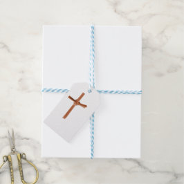 Etiqueta Para Presente Palm Cross Elegante, Minimalista Cristão Ouro