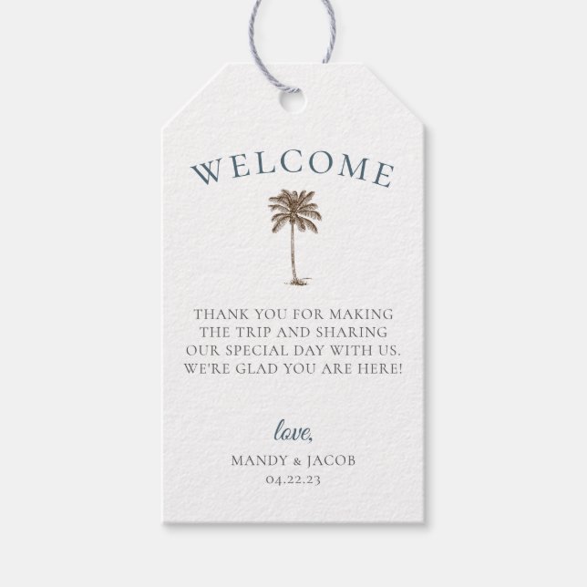 Etiqueta Para Presente Palm Tree Beach Weding Bag (Frente)