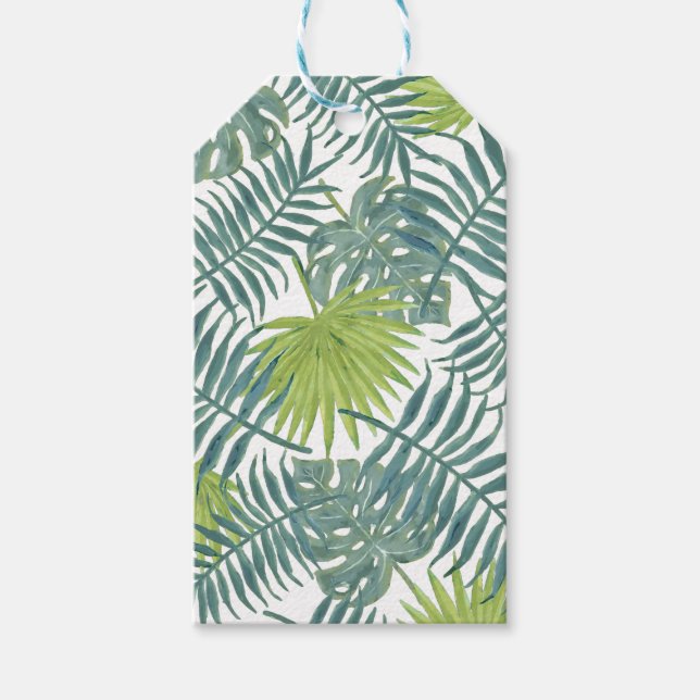 Etiqueta Para Presente Palm Tree Fronds Pintando Havaiano (Frente)