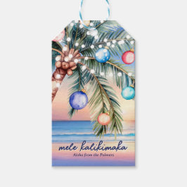 Etiqueta Para Presente Palm Tree Tropical Beach Sunset Natal