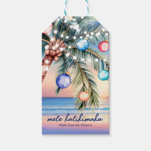 Etiqueta Para Presente Palm Tree Tropical Beach Sunset Natal