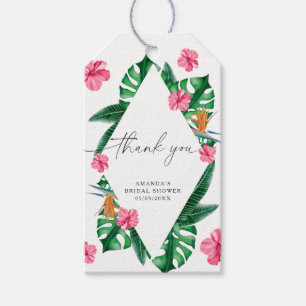 Etiqueta Para Presente Palm Tropical Watercolor obrigado geométrico