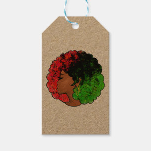 Etiqueta Para Presente Pan-africana menina mulher negra verde vermelho or