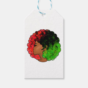 Etiqueta Para Presente Pan-africana menina mulher negra verde vermelho or