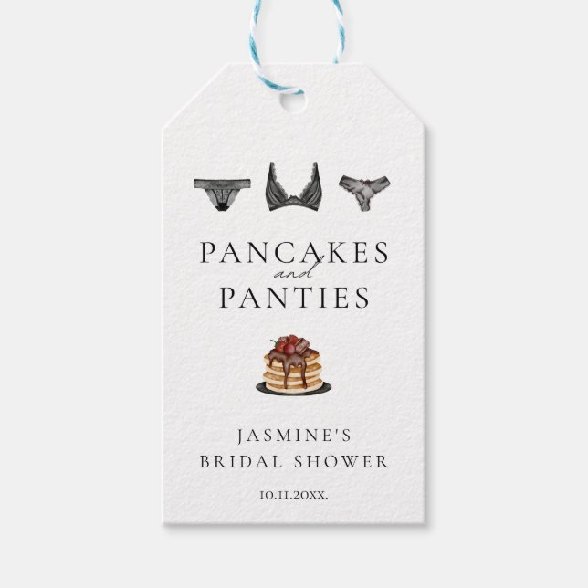 Etiqueta Para Presente Pancakes & Panties Lingerie Chá de Noiva Moderno (Frente)