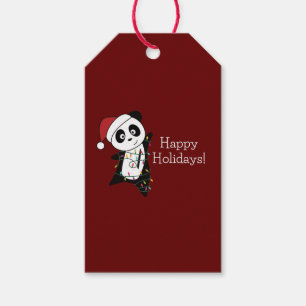Etiqueta Para Presente Panda Natal Neve Animais de inverno Pandas Gift Ta
