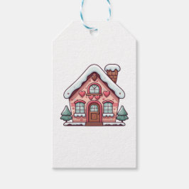 Etiqueta Para Presente Pão de Gengibre Rosa com Corações