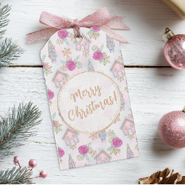 Etiqueta Para Presente Pão de Gengibre Rosa Personalizado de Natal