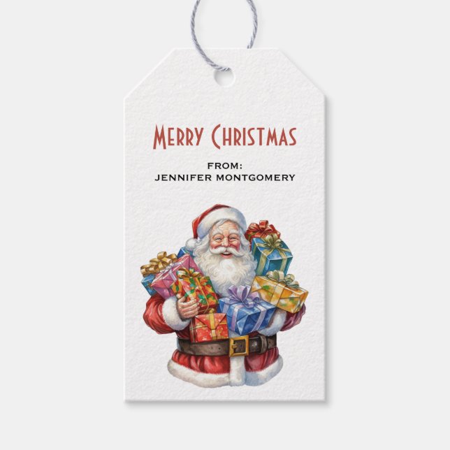 Etiqueta Para Presente Papai Noel Alegre Natal Clássico (Frente)