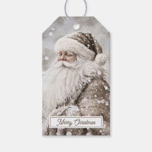 Etiqueta Para Presente Papai Noel ao Estilo Antigo Feliz Natal