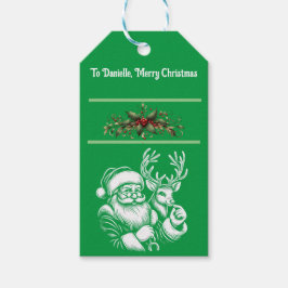 Etiqueta Para Presente Papai Noel Bonito de Natal em verde