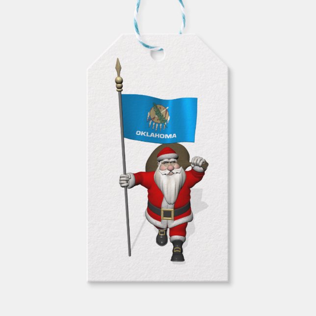 Etiqueta Para Presente Papai Noel Com Bandeira De Oklahoma (Frente)