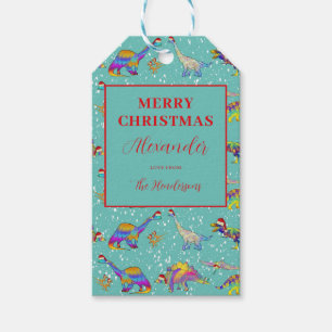 Etiqueta Para Presente Papai Noel Dinossauro Personalizado Natal